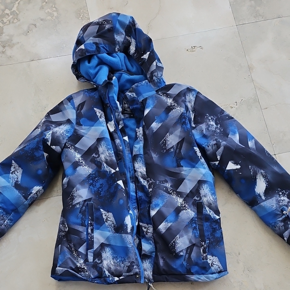 Blue Patterned Kids Ski Winter Jacket